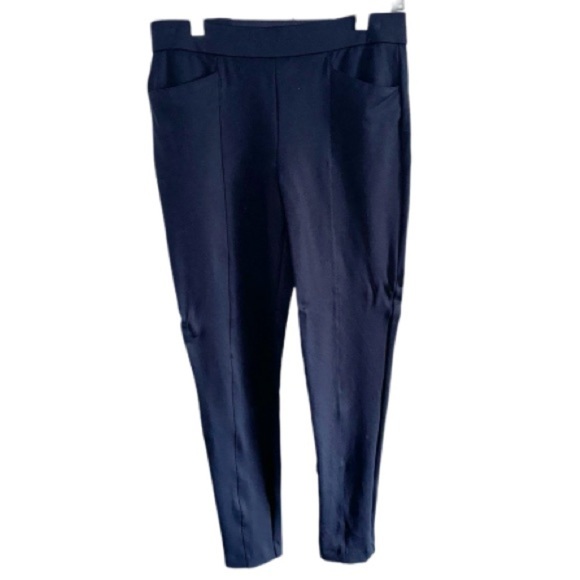 Anne Klein Navy Pull-On Slim Ankle Pants Sz 4 Stretch Elastic Back - Picture 1 of 10